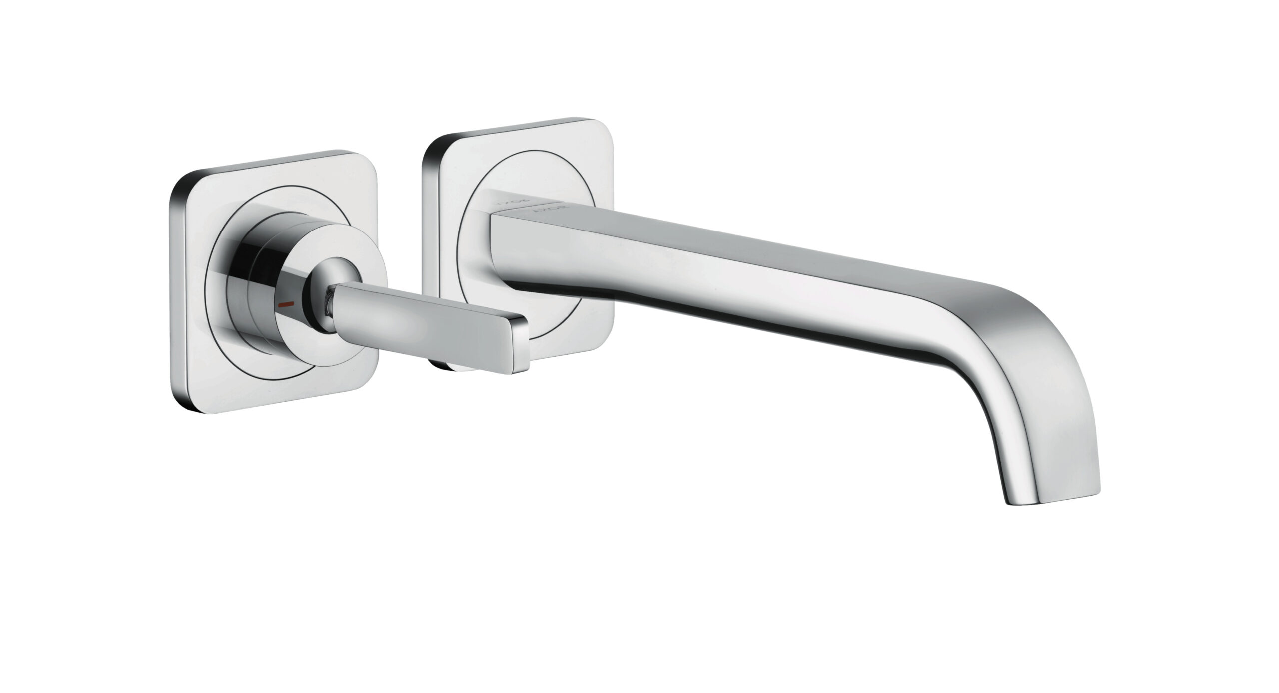 Single lever basin mixer for concealed installation wall-mounted with pin handle, spout 221 mm and escutcheons