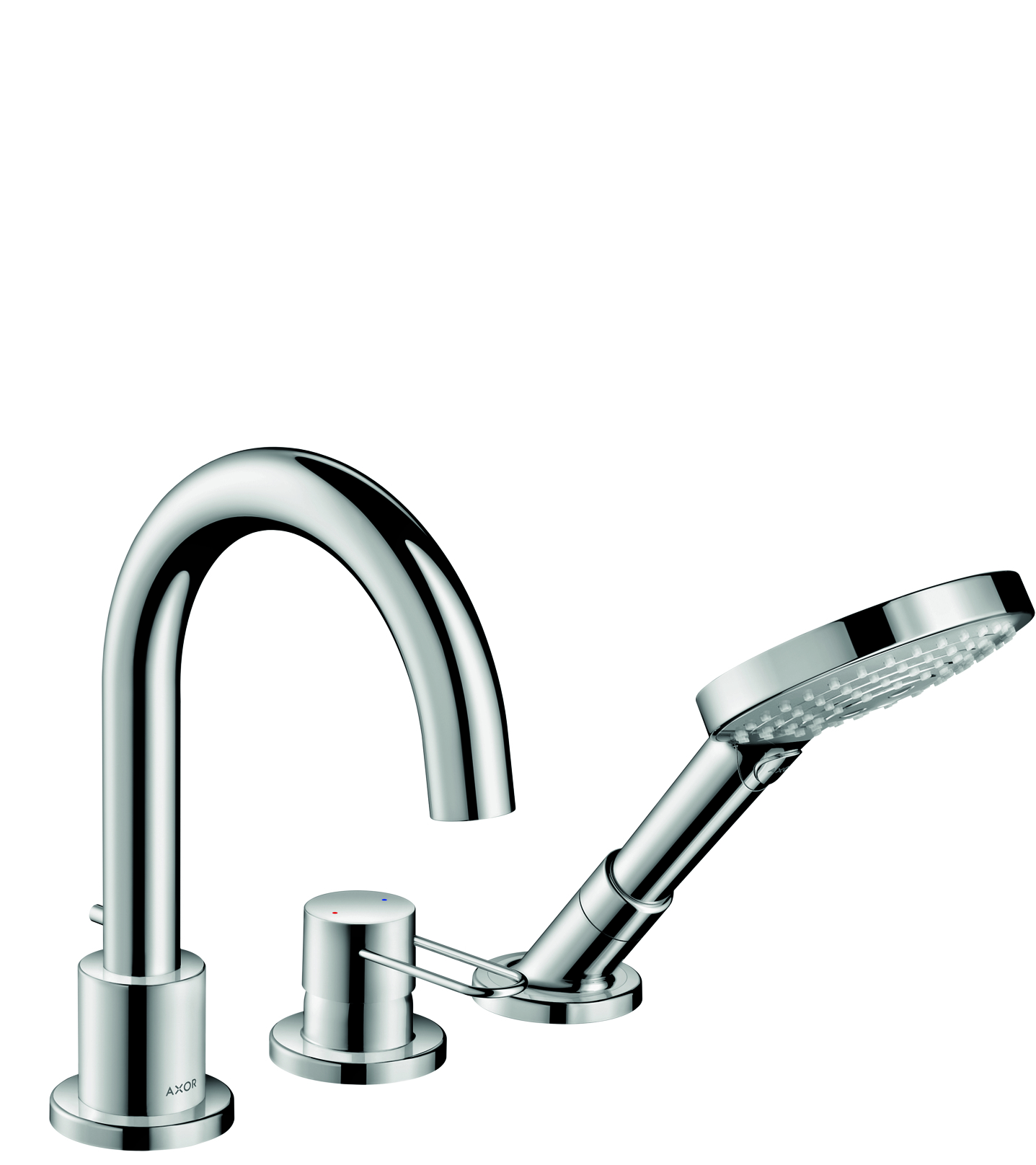 3-hole rim mounted bath mixer with loop handle
