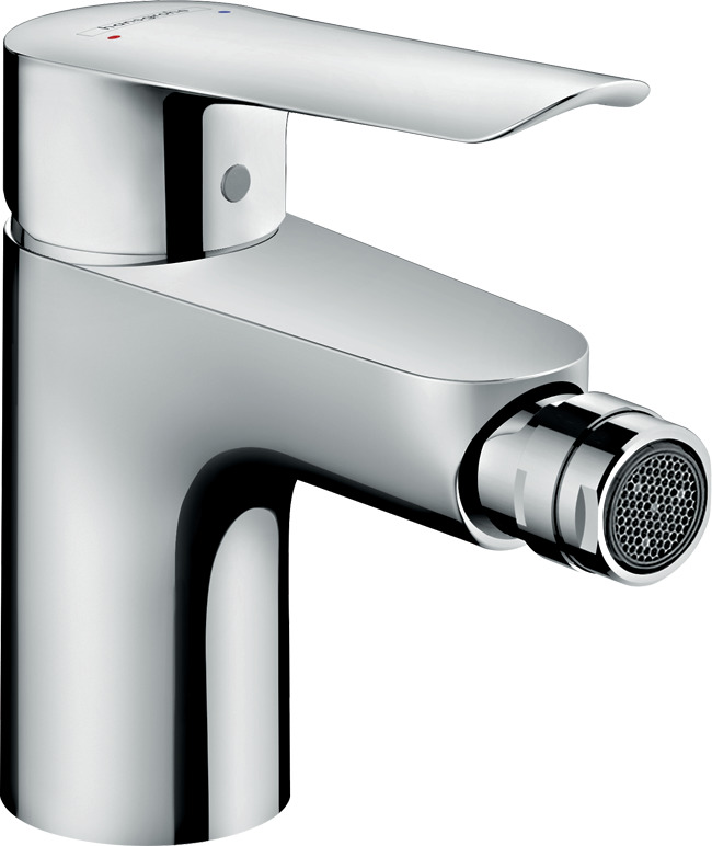 Single lever bidet mixer with pop-up waste set