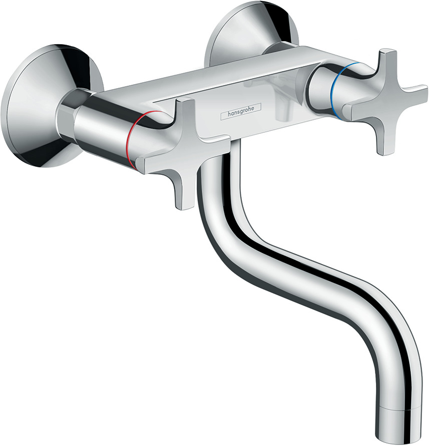 2-handle kitchen mixer, wall-mounted lowspout, 1jet