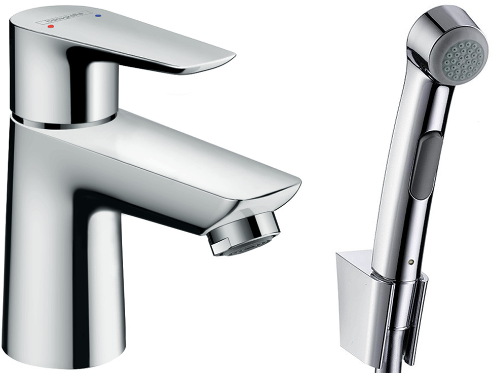 Single lever basin mixer with bidette hand shower and shower hose 160 cm