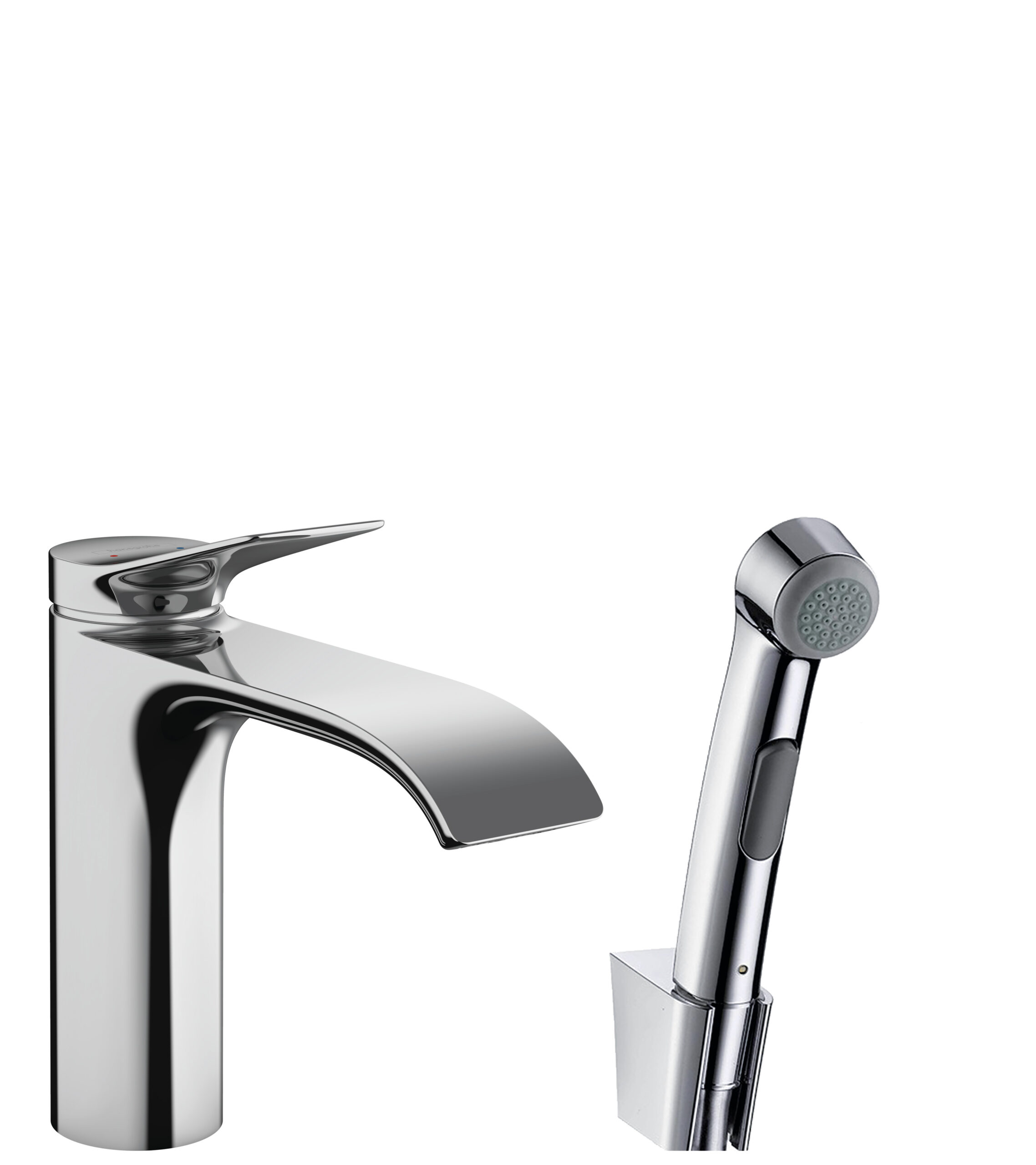 Single lever basin mixer with bidette hand shower and shower hose 160 cm