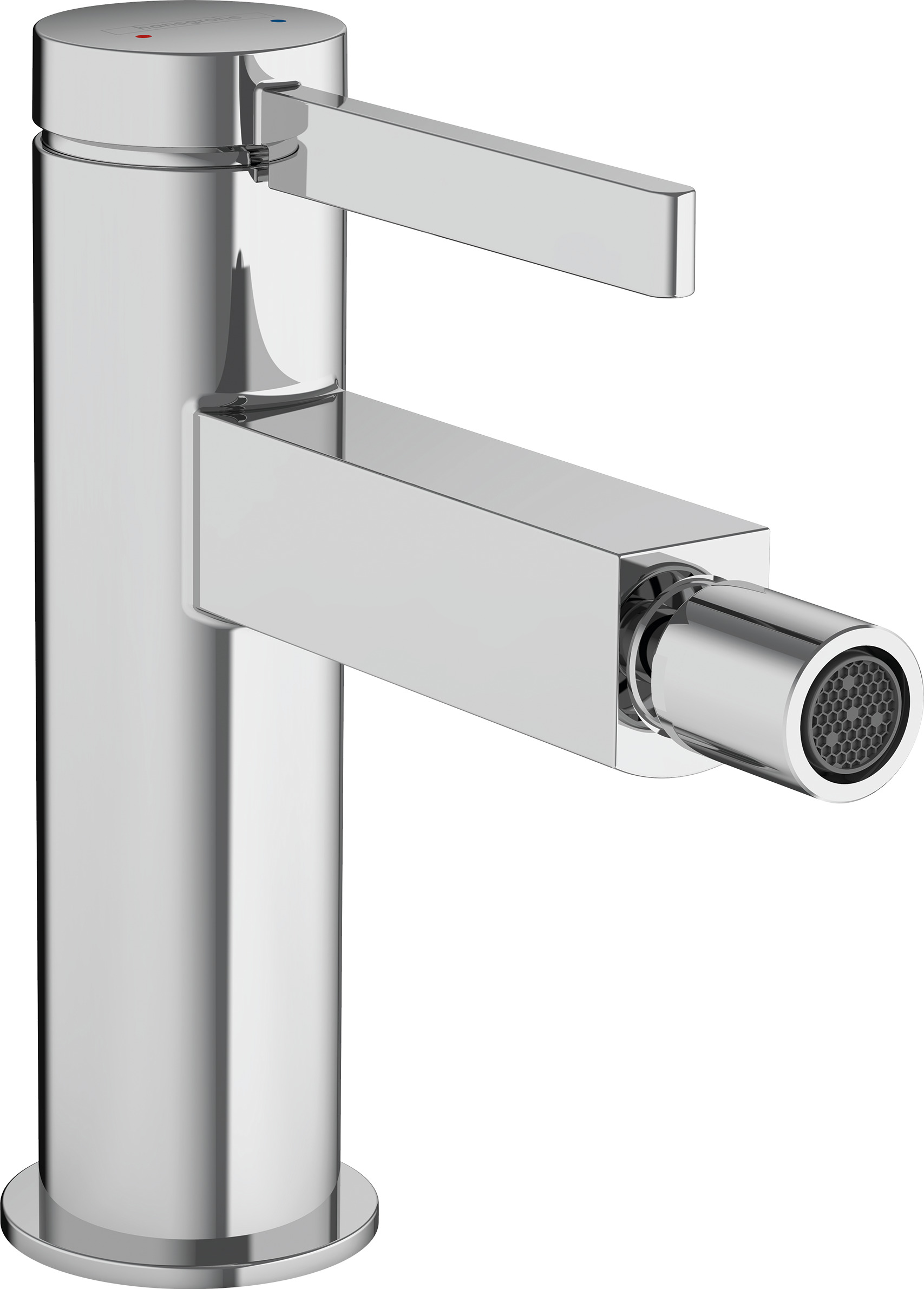 Single lever bidet mixer with push-open waste set