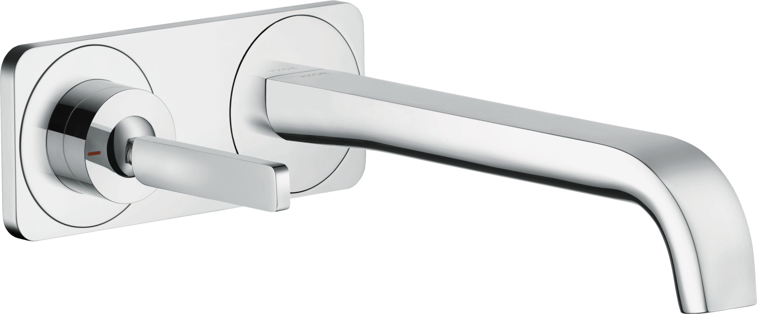 Single lever basin mixer for concealed installation wall-mounted with pin handle, spout 221 mm and plate