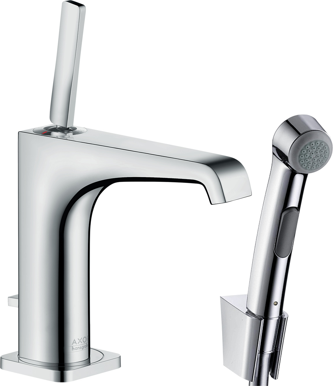 Single lever basin mixer 130 with bidette hand shower and shower hose 1.60 m