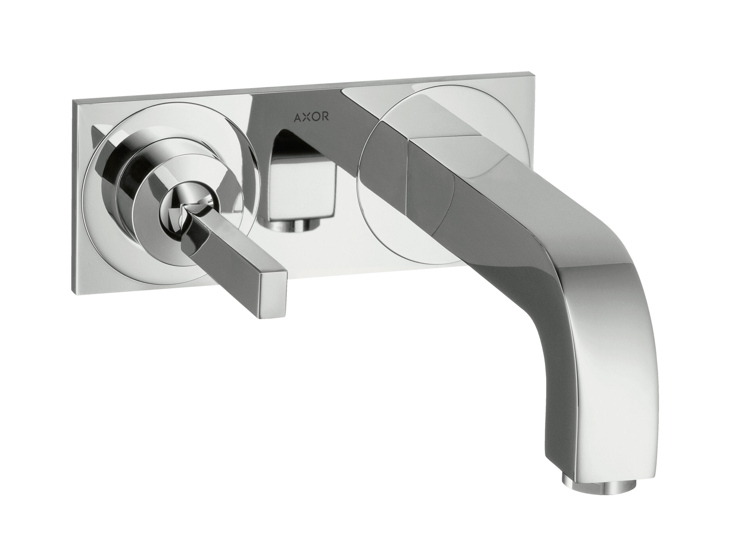 Single lever basin mixer for concealed installation wall-mounted with pin handle, spout 160 mm and plate