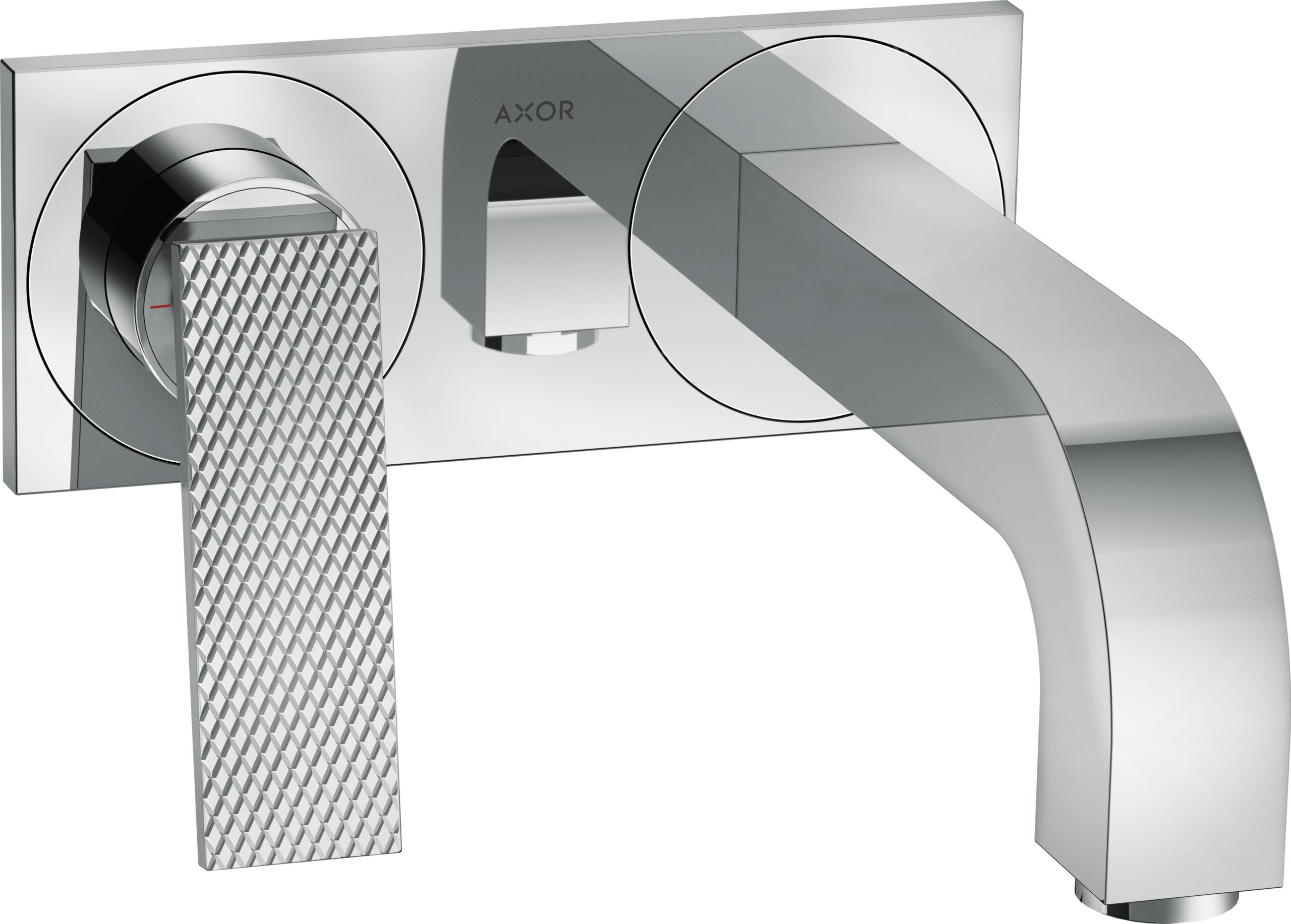 Single lever basin mixer for concealed installation wall-mounted with lever handle, spout 220 mm and plate – rhombic cut