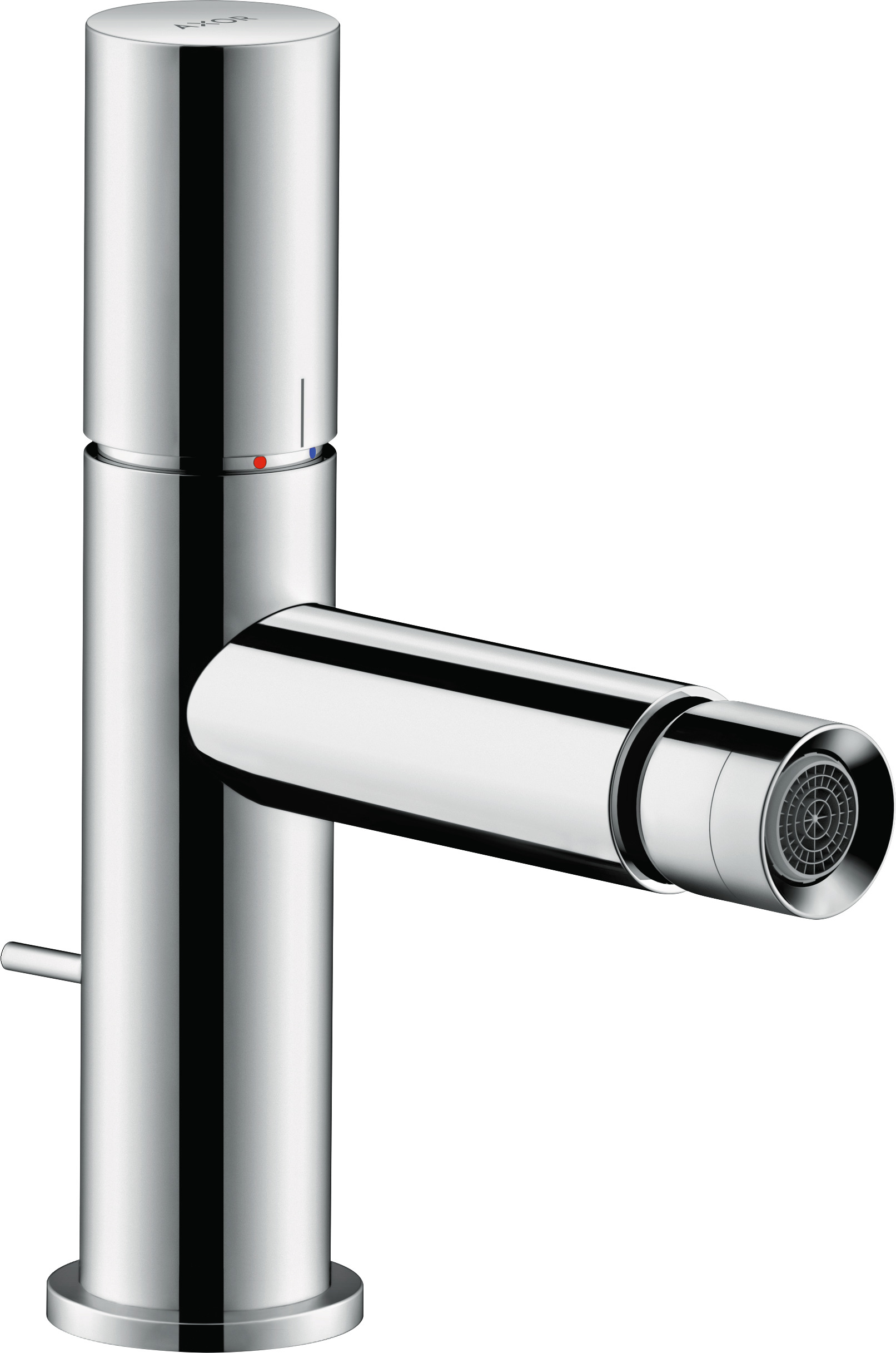 Single lever bidet mixer with zero handle and pop-up waste set