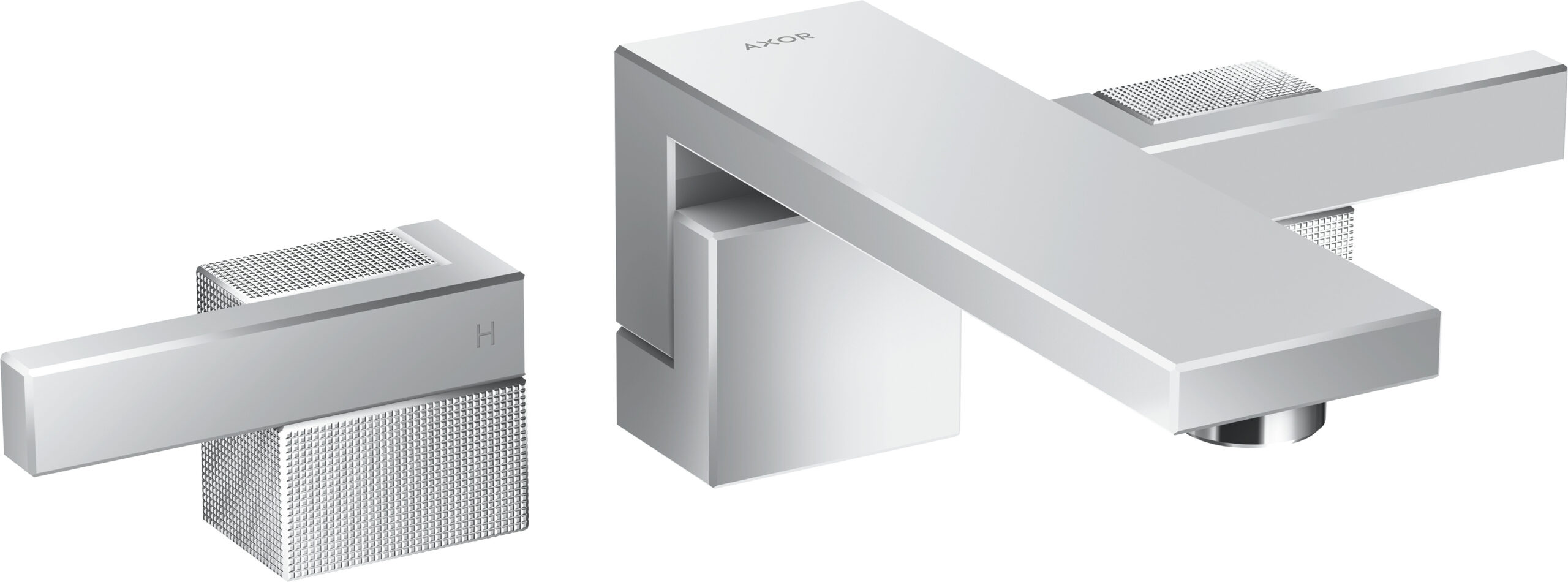 3-hole basin mixer for concealed installation wall-mounted with spout 190 mm and push-open waste set – diamond cut