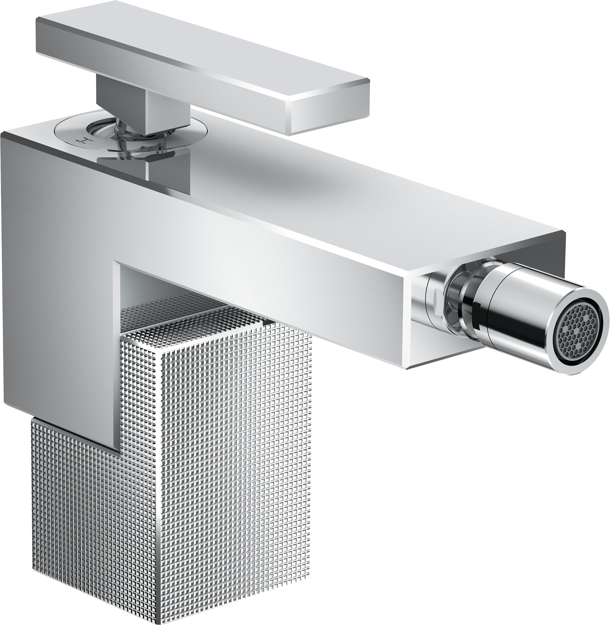 Single lever bidet mixer with push-open waste set – diamond cut