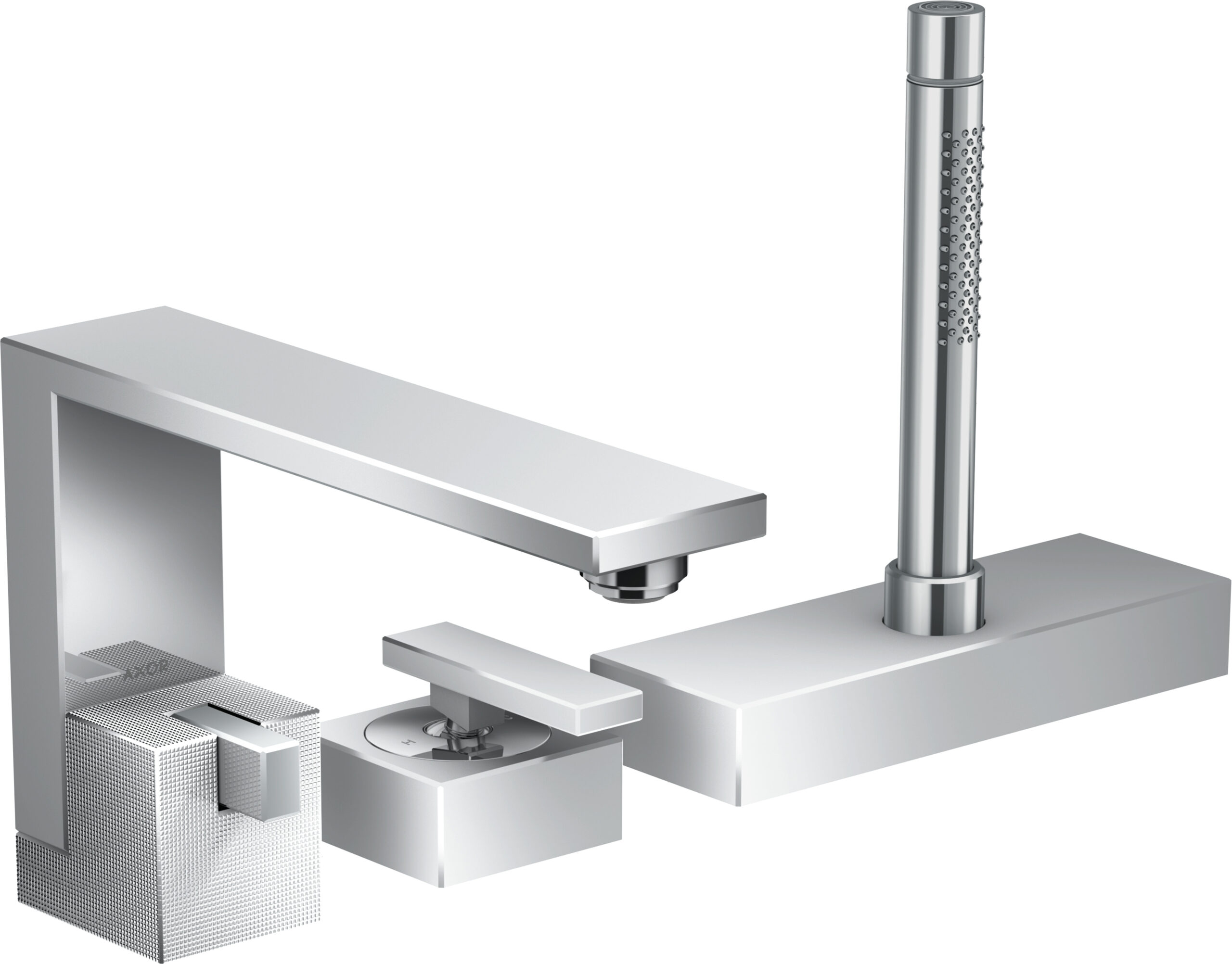 3-hole rim mounted bath mixer – diamond cut