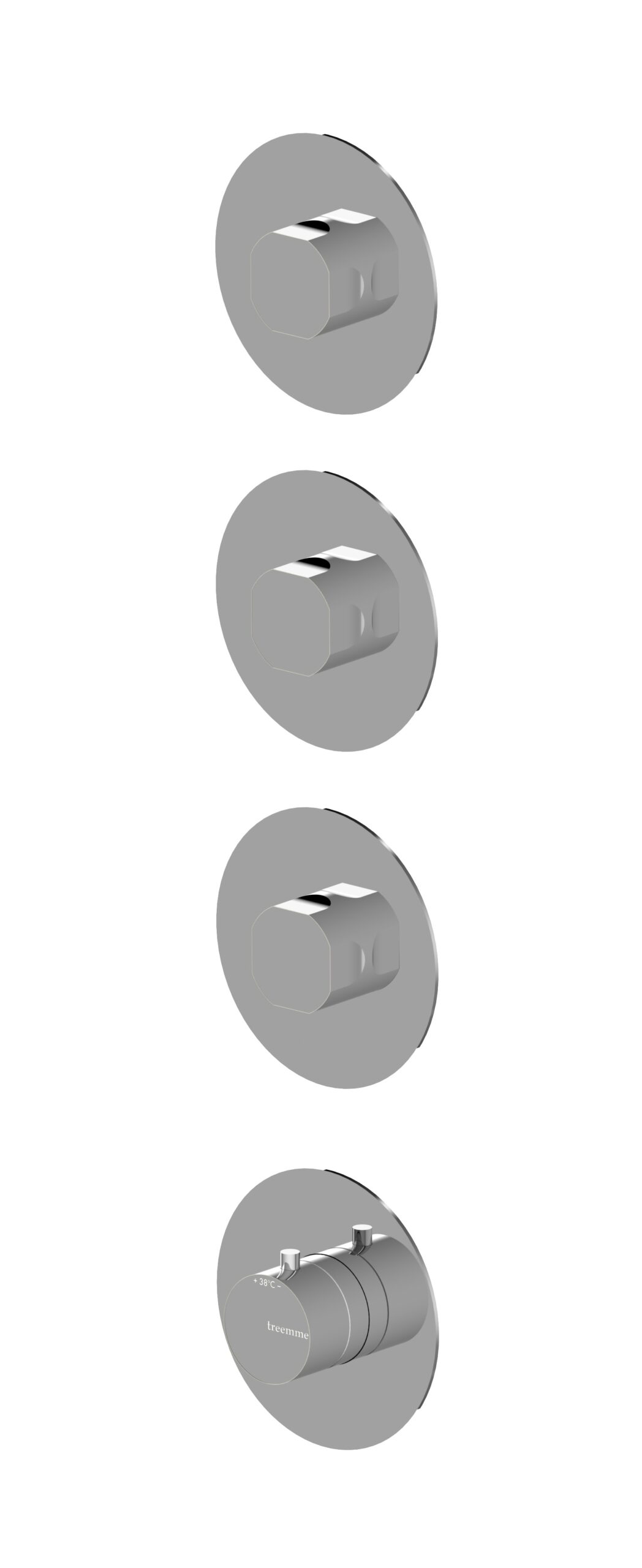 3 ways concealed thermostatic