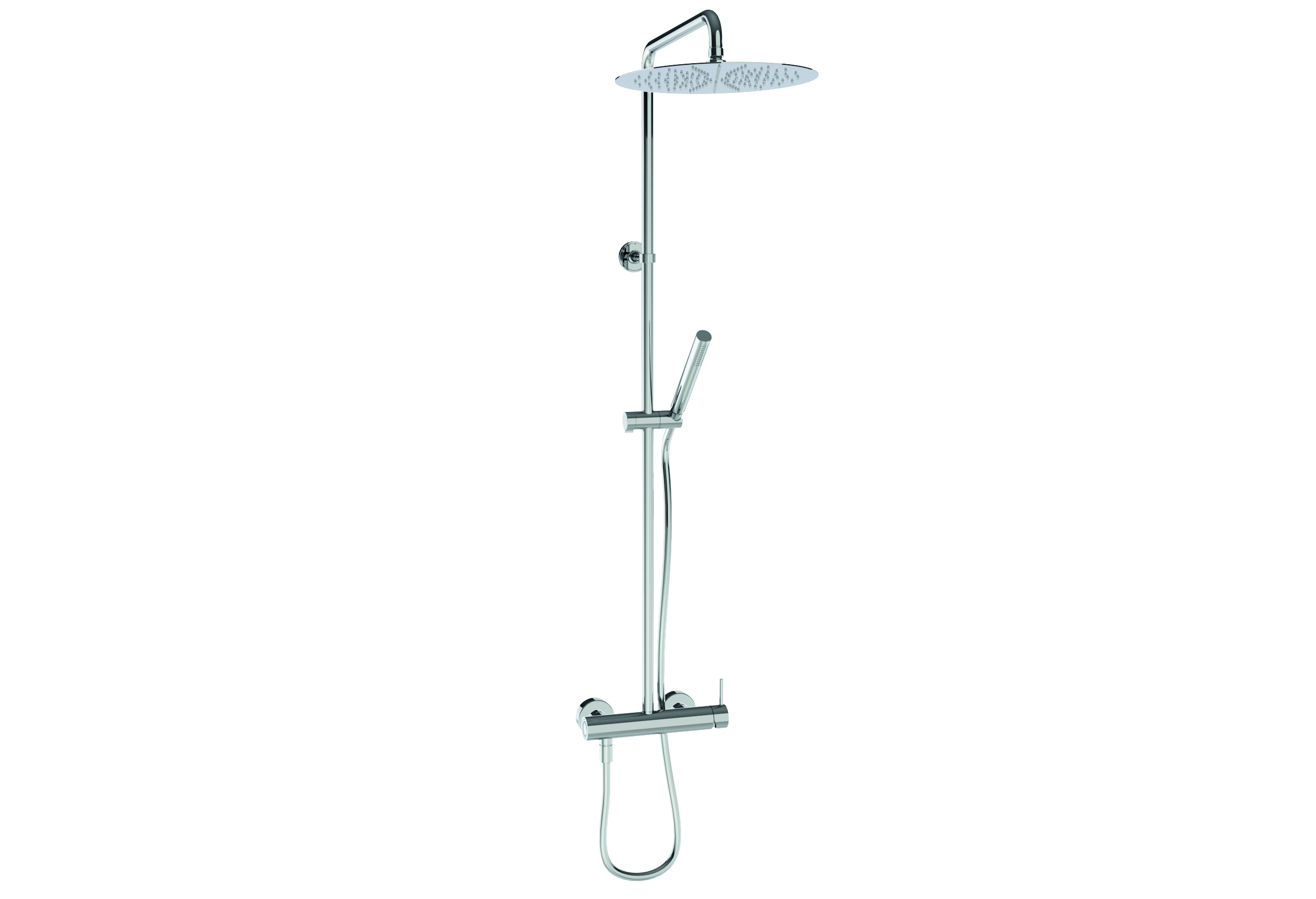 Single-control wall-mounted shower column, with mechanical mixing, 2-outlet automatic diverter, Ø 300 mm SANDWICH SPECIAL, anti-scale rain effect showerhead