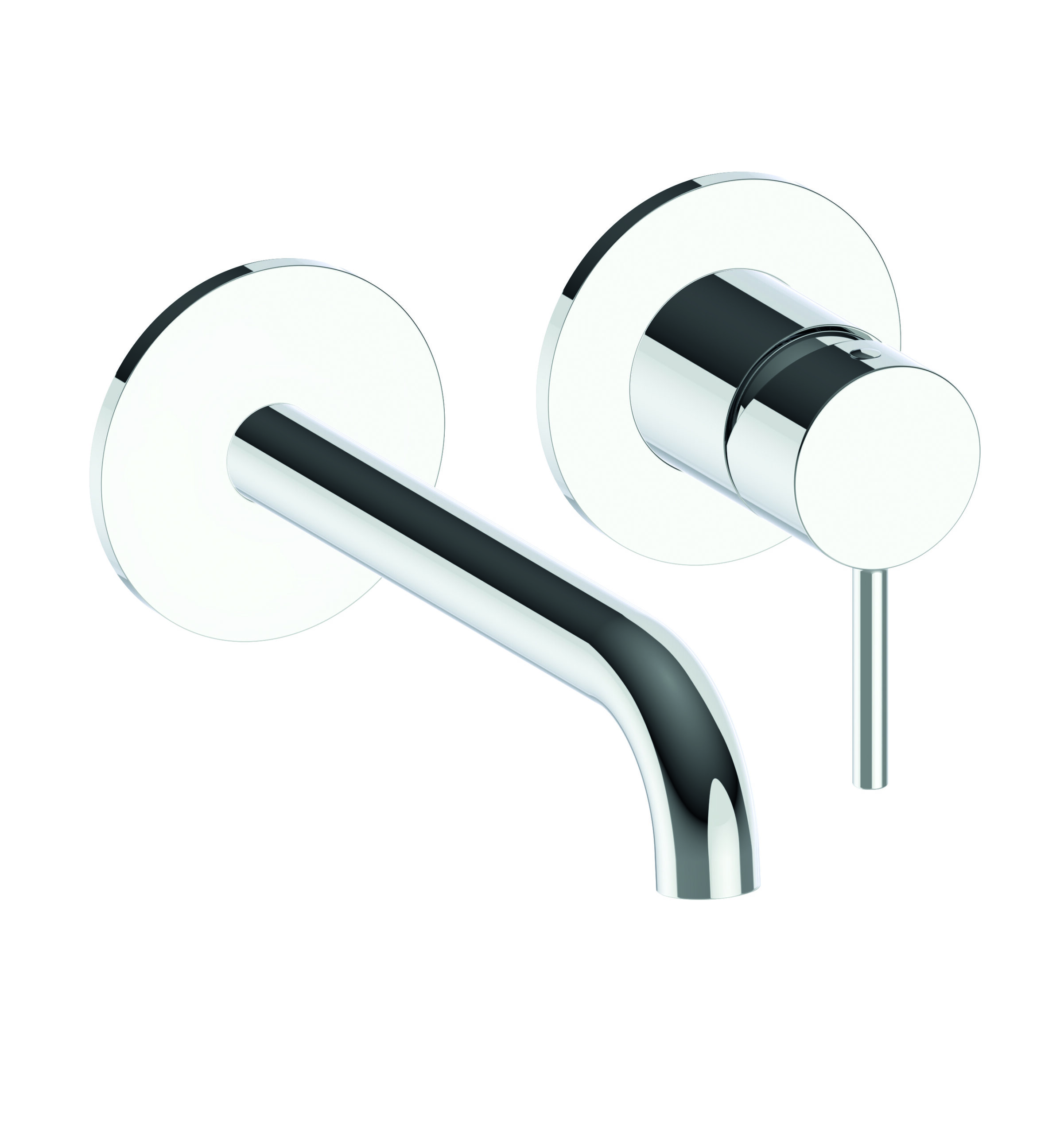 Large external single-control wall-mounted 2-hole washbasin set, metal plate, with mechanical mixing, spout length 180 mm