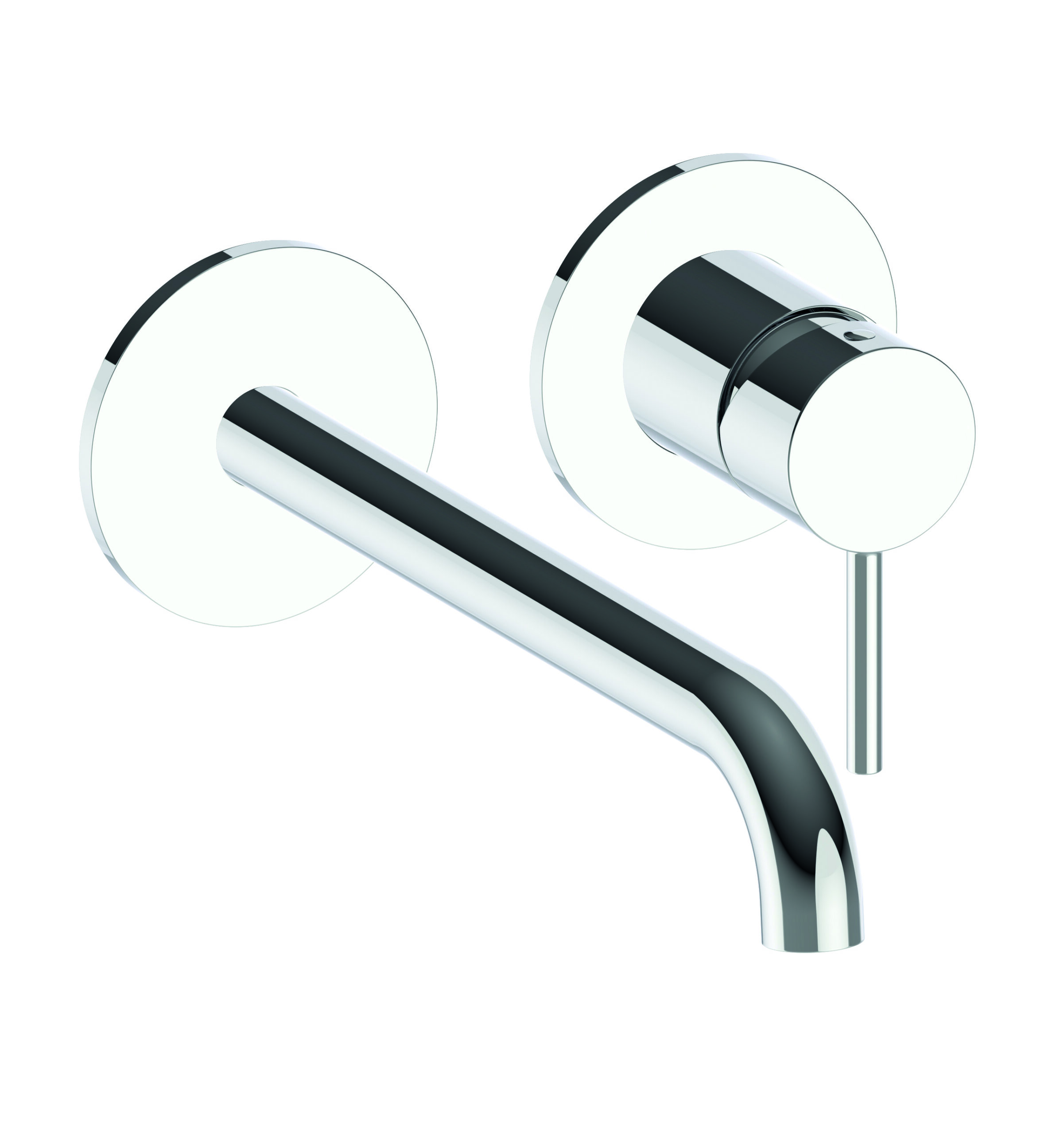 Large external single-control wall-mounted 2-hole washbasin set, metal plate, with mechanical mixing, spout length 225 mm