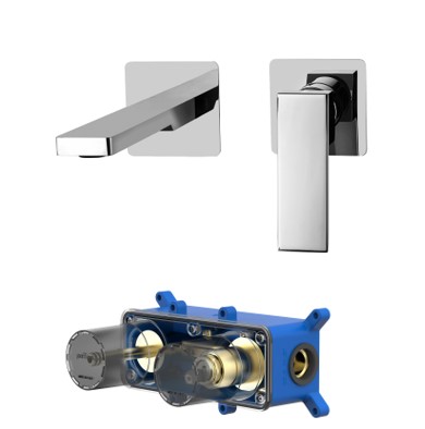 Waschtisch-Wandarmatur Ausladung 15 cm, wassersparend
Single Lever Basin mixer wall mounted, spout lenght 15 cm, water-saving