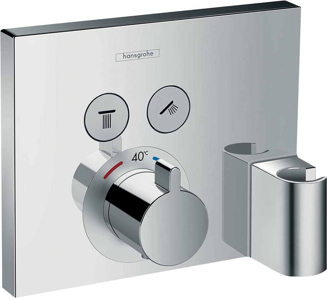 ShowerSelect Thermostat for concealed installation for 2 functions with hose connection and shower holder