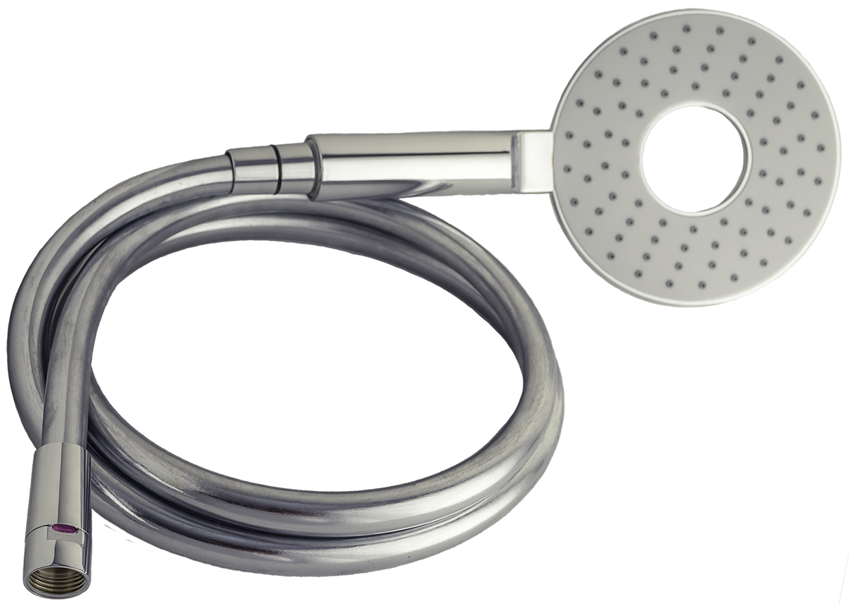 Showerset that includes Showerhose, Showerhead and the ShowerJet that saves up to 50% of water and energy without losing comfort.