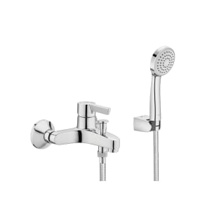 Wall mounted bath-shower mixer (with accessories)