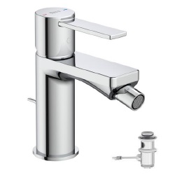 Bidet mixer with pop up waste