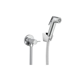 Bidet shower kit (1 outlet) with angle valve. Includes hand-shower, wall bracket, angle valve and 1.2 m metallic flexible hose
