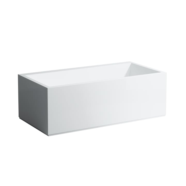 Bathtub, right corner, made of Sentec solid surface, with panel, with tap bank, with slot overflow in the side at the front, with frame