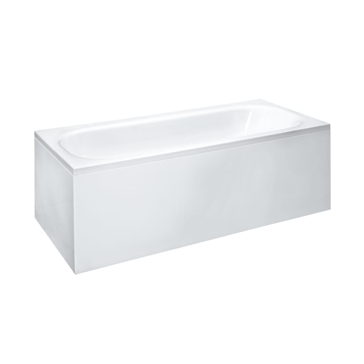 Bathtub, with centre outlet for right-hand corner with panel, version left, sanitary acrylic