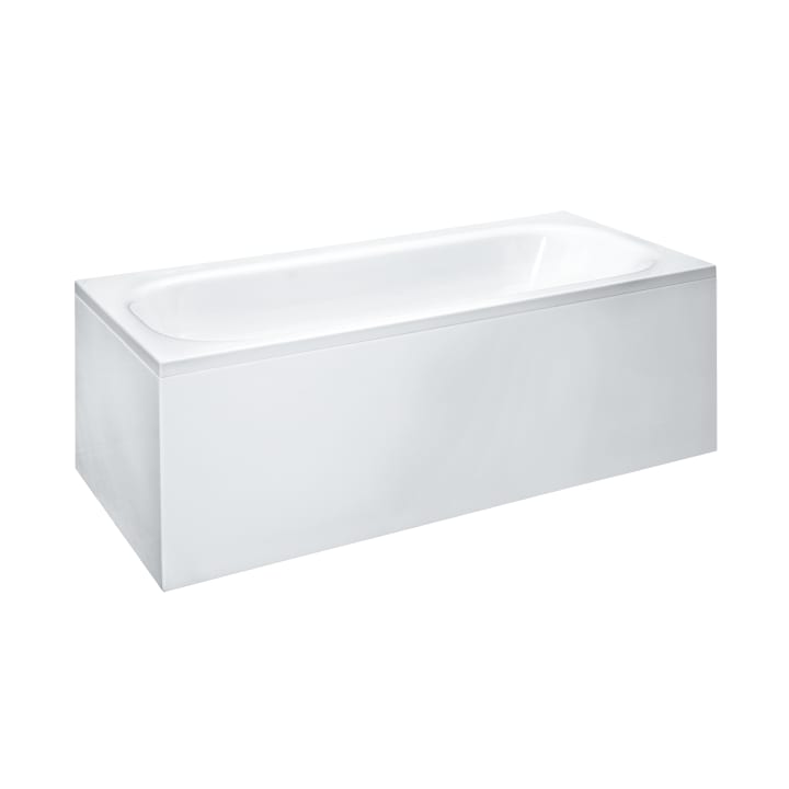Bathtub, with centre outlet for right-hand corner with panel, version left, sanitary acrylic