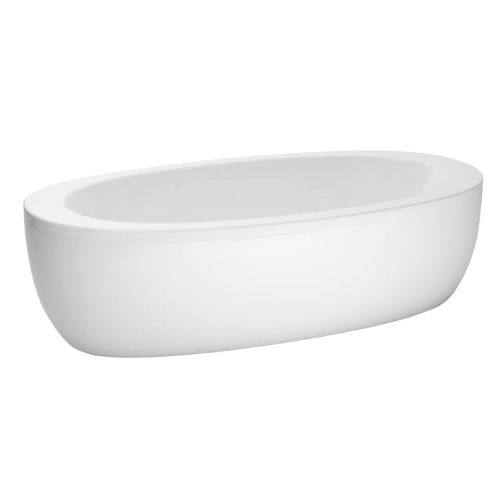 Freestanding bathtub, oval, with panel, with centre outlet, sanitary acrylic
