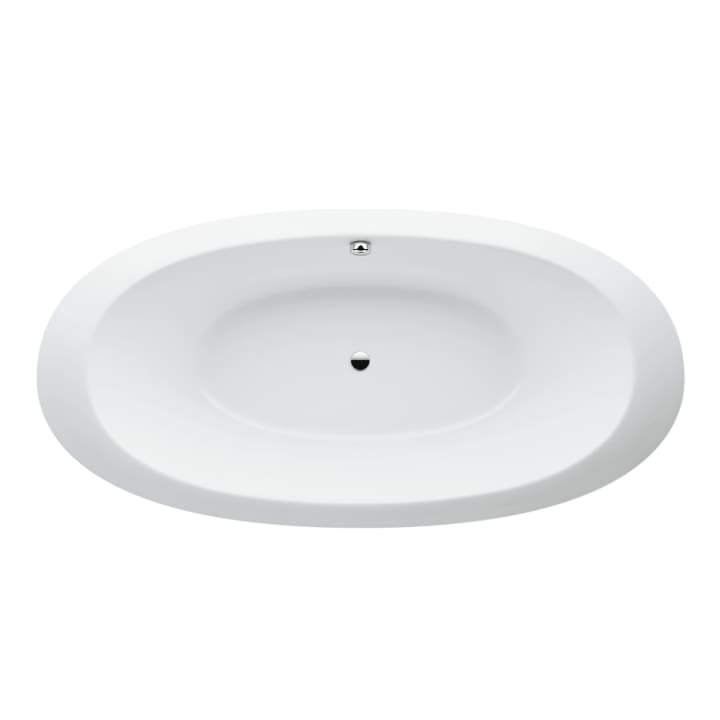 Bathtub, oval, drop-in version, with centre outlet, with frame, sanitary acrylic