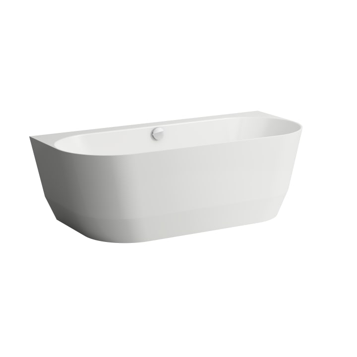 Bathtub, back-to-wall version, made of Marbond composite material, incl. feet for bathtub