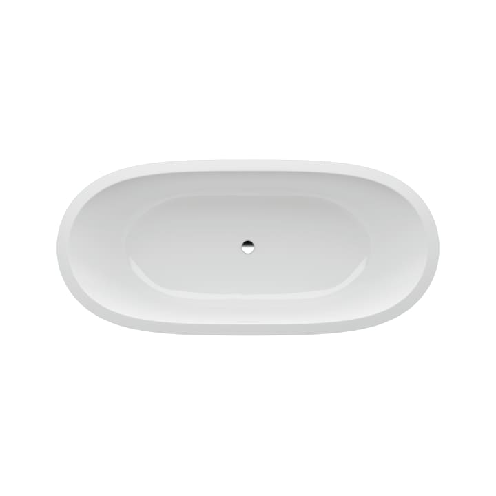 Bathtub, fitted version, with centre outlet, with frame, made of Sentec solid surface