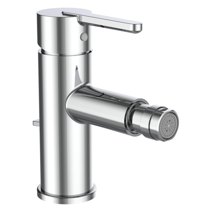 Bidet mixer, projection 110 mm, fixed spout, with pop-up waste