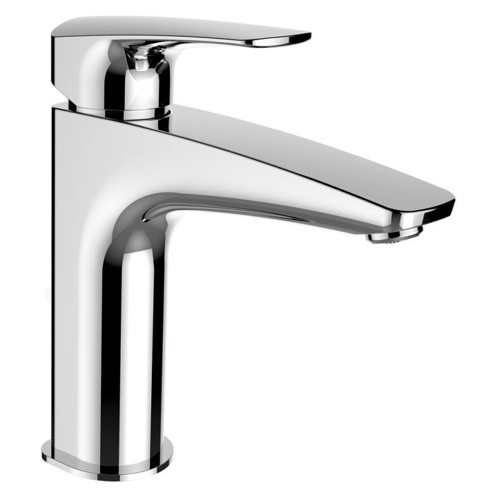 Basin mixer, Eco , projection 130 mm, fixed spout, without pop-up waste, PVD titanium black matt