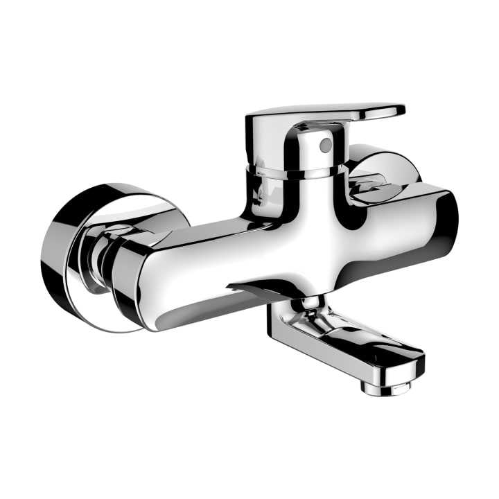 Wall-mounted basin mixer, projection 125 mm, with fittings
