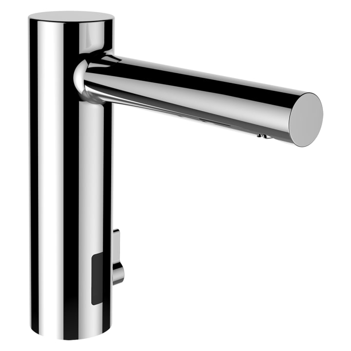 Electronic basin mixer with battery, with IR sensors, projection 145 mm, fixed spout