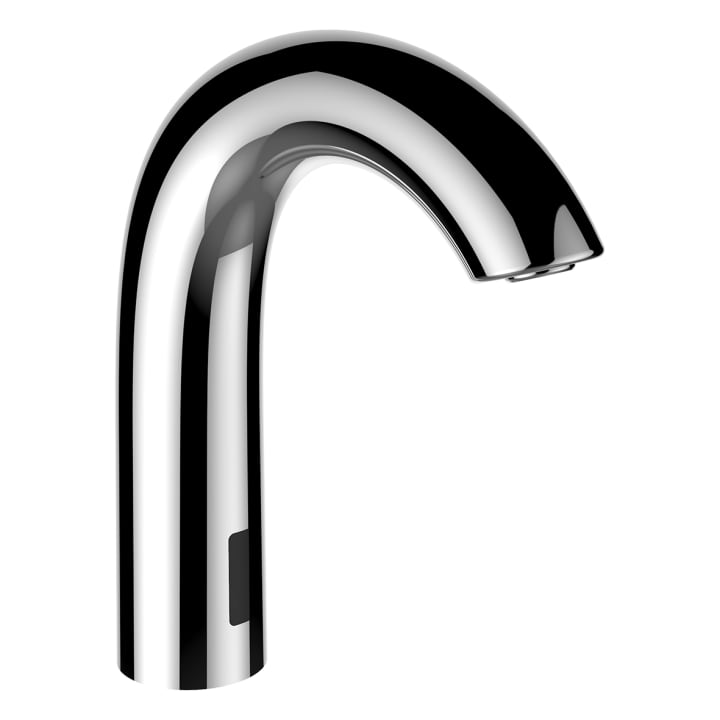 Electronic basin faucet with mains adapter for cold or mixed water, with IR sensors, projection 135 mm, fixed spout