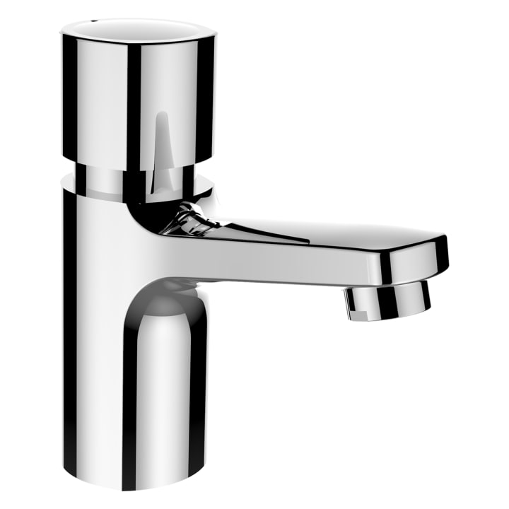 Single hole basin mixer, projection 110 mm, fixed spout, self-closing, chrome