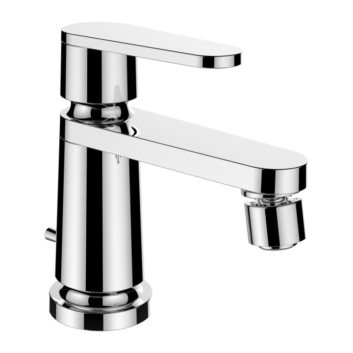 Bidet mixer, projection 110 mm, fixed spout, with pop-up waste
