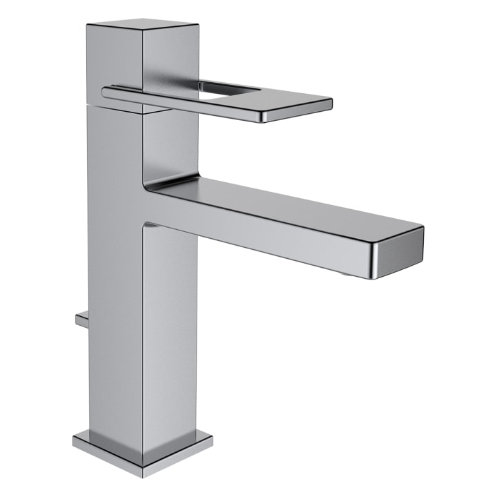 Basin mixer, projection 115 mm, fixed spout, with pop-up waste, stainless steel