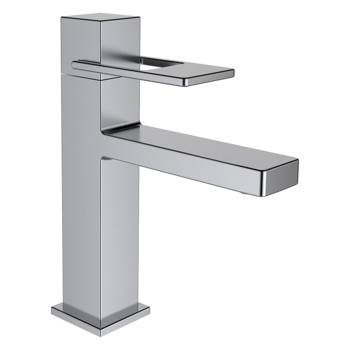 Basin mixer, projection 115 mm, fixed spout, without pop-up waste, stainless steel