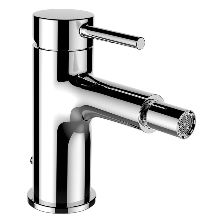 Bidet mixer, projection 112 mm, fixed spout, with pop-up waste