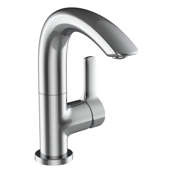 Basin mixer, projection 115 mm, swivel spout, with pop-up waste