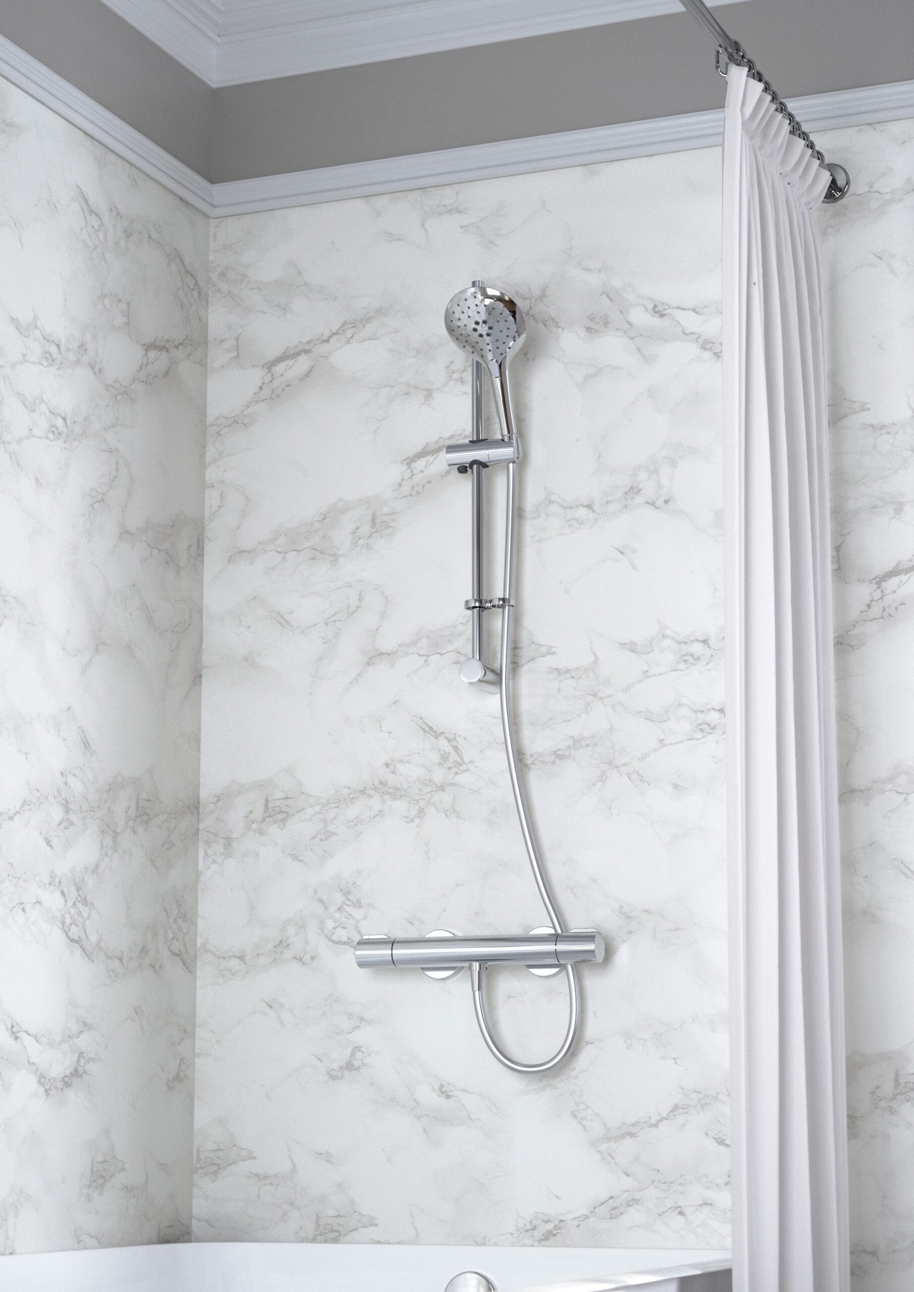 ENZO DELUXE SAFE TOUCH SINGLE OUTLET THERMOSTATIC SHOWER WITH FLEXIBLE RISER KIT & MULTI FUNCTION HANDSET