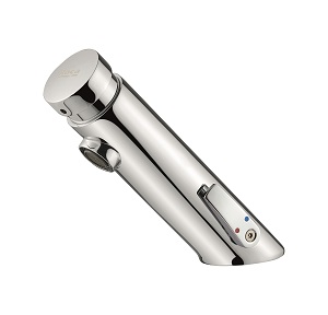 Self-closing basin mixer