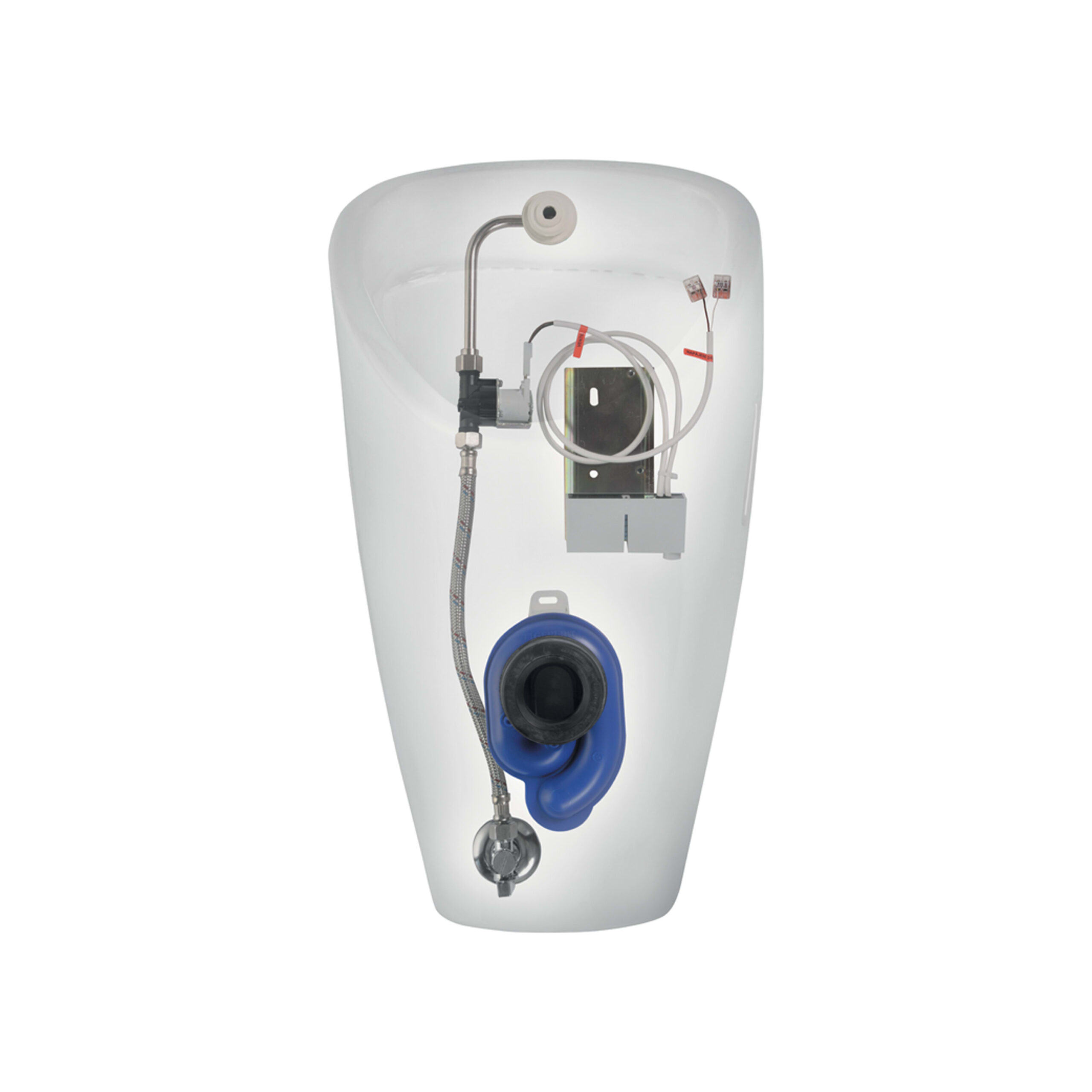 Siphonic urinal GOLEM Antivandal with an inner water supply and radar sensor, for net power supply 24 V DC, Antibak; siphon (0,5-4 l), connectors and fixing kit included