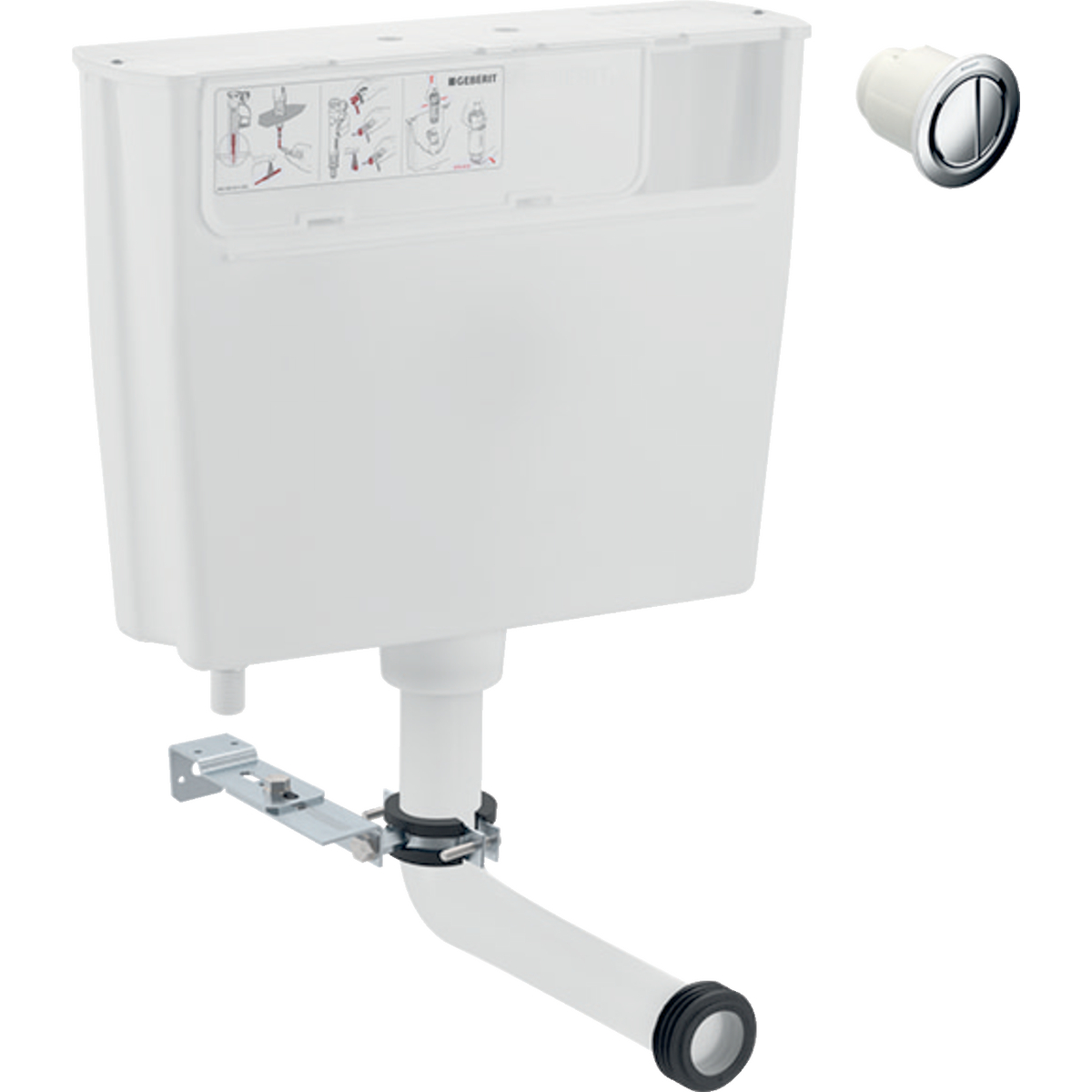 Geberit low-height concealed cistern, 6 / 3 litres, remote flush actuation type 01: chrome / Glossy