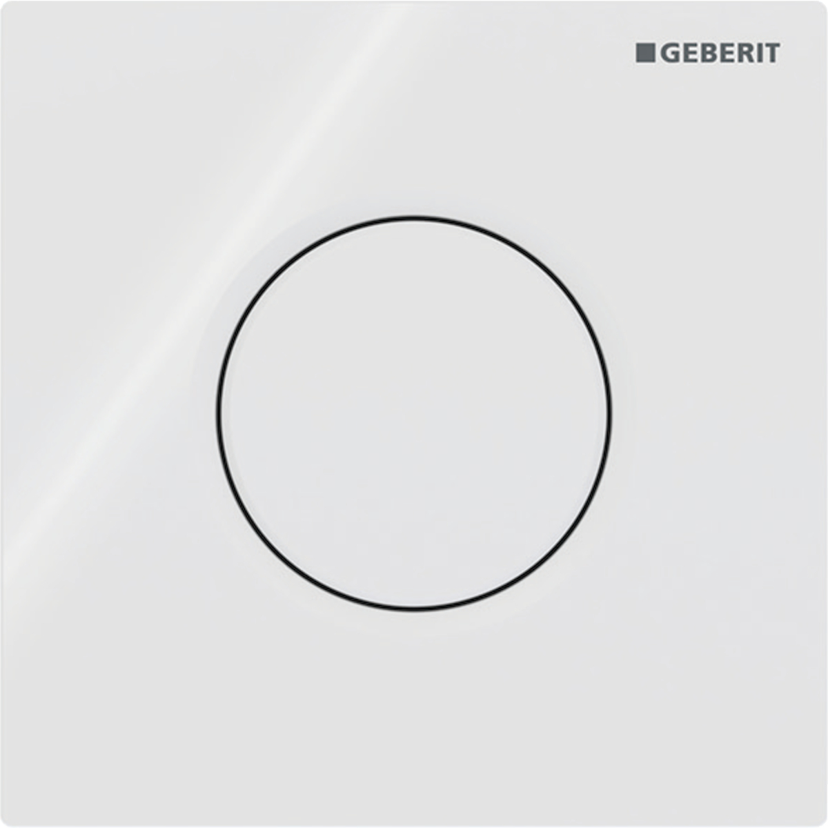 Geberit urinal flush control with pneumatic flush actuation, Type 01 actuator plate, round: Plate, Button: white / Glossy