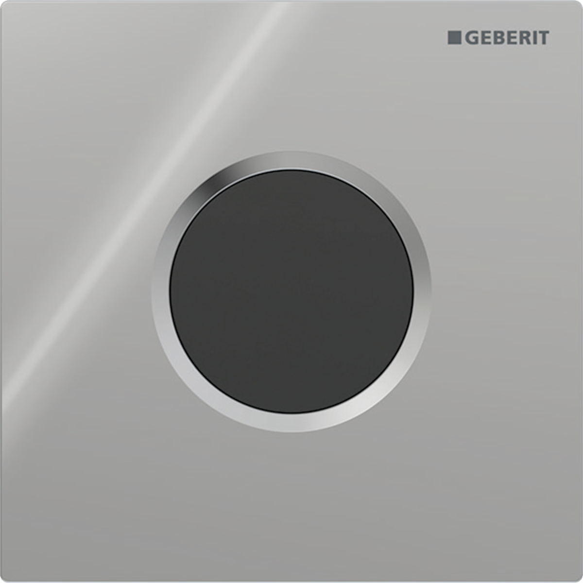 Geberit urinal flush control with electronic flush actuation, mains operation, Type 01 cover plate, round: Plate: chrome / Glossy