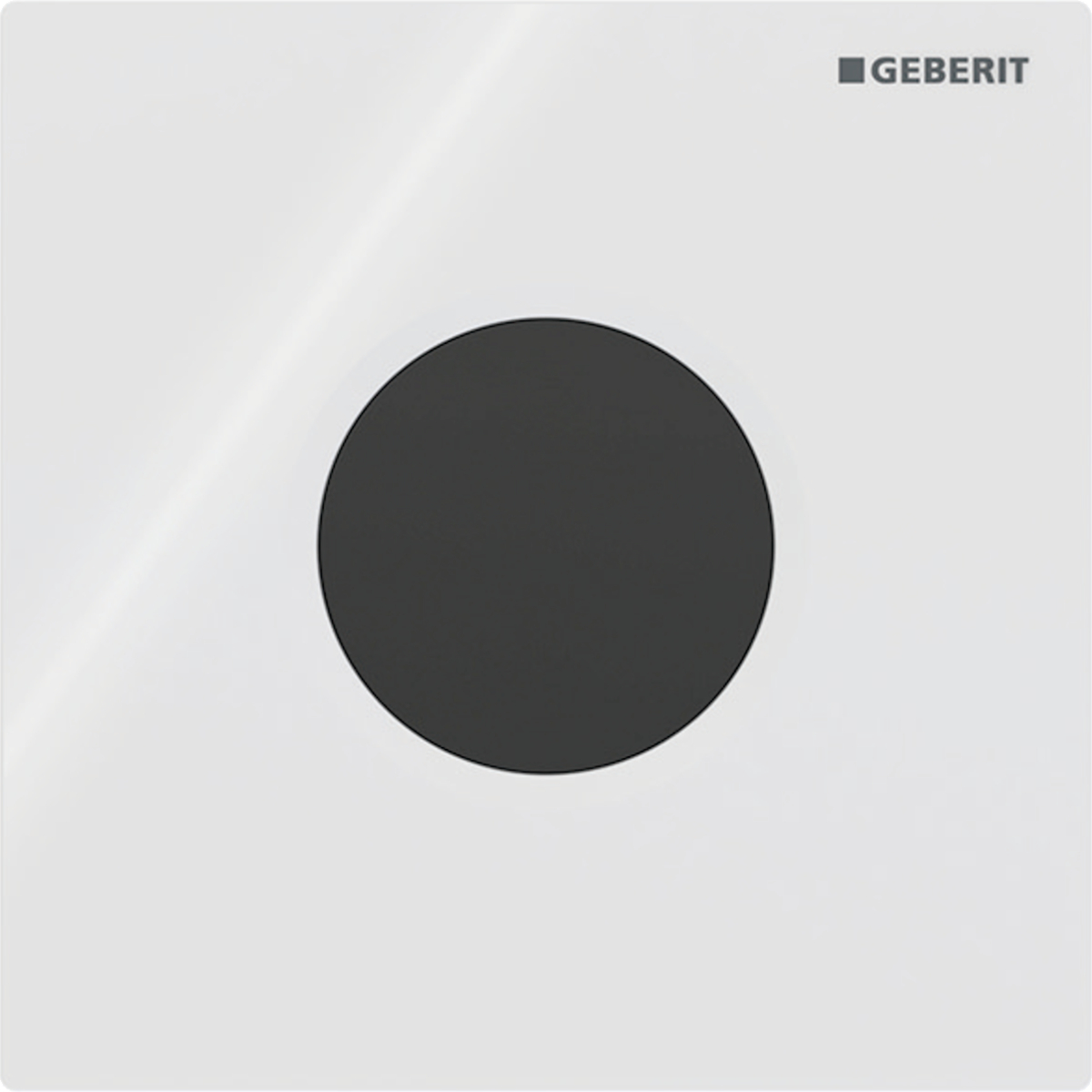 Geberit urinal flush control with electronic flush actuation, battery operation, Type 01 cover plate, round: Plate: white / Glossy